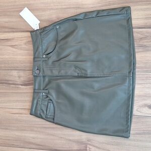 Tinseltown Olive Faux Leather Mini Skirt